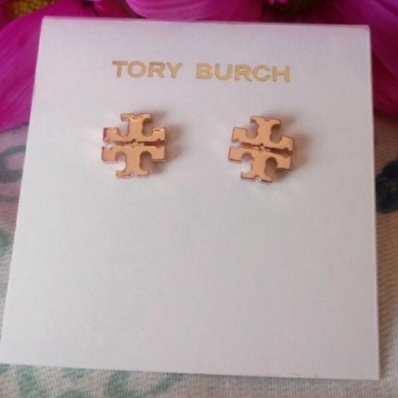 Tory Burch Jewelry - Tory Burch NWOT Rose Gold T-Logo Stud Earrings